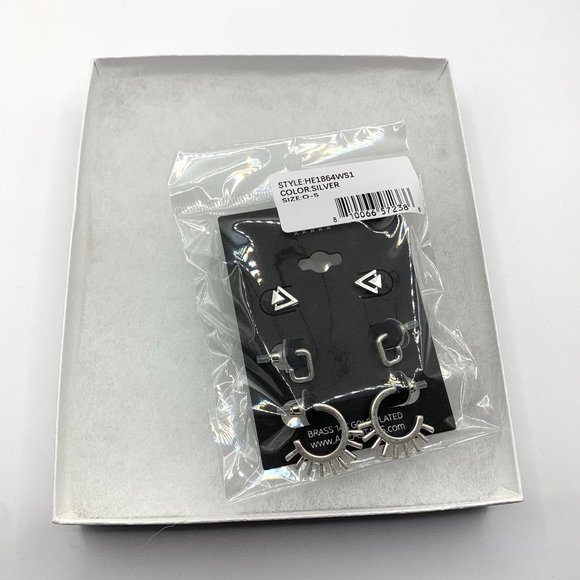 NEW Nordstrom Area Stars Geometric Earrings Set of 3 Silver Brass 14k Plate - Picture 2 of 5